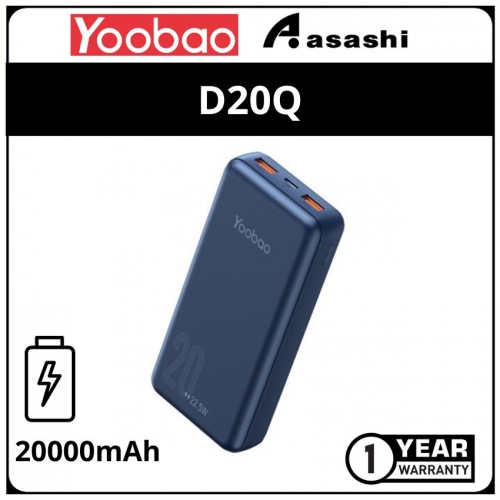 Yoobao D20Q-BL 20000mah 22.5w Power Bank (1 yrs Limited Hardware Warranty)
