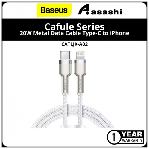 Baseus Cafule Series (CATLJK-A02) 20W Metal Data Cable Type-C to iPhone - 1meter (White)