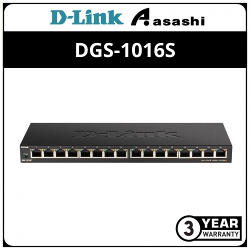D-Link DGS-1016S 16 Port Gigabit Unmanaged Switch with Slim Size (Metal Case )