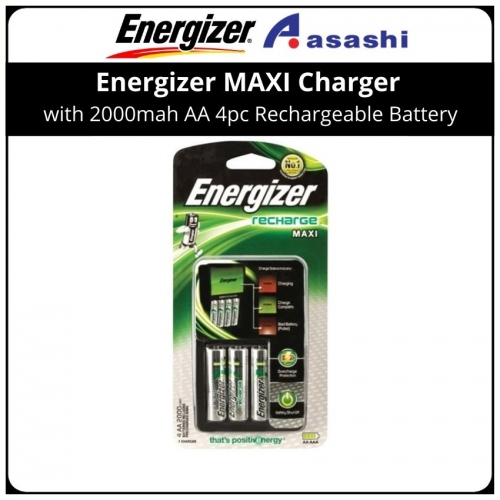 Energizer MAXI Charger with 2000mah AA 4pc Rechargeable Battery (CHVCM4)