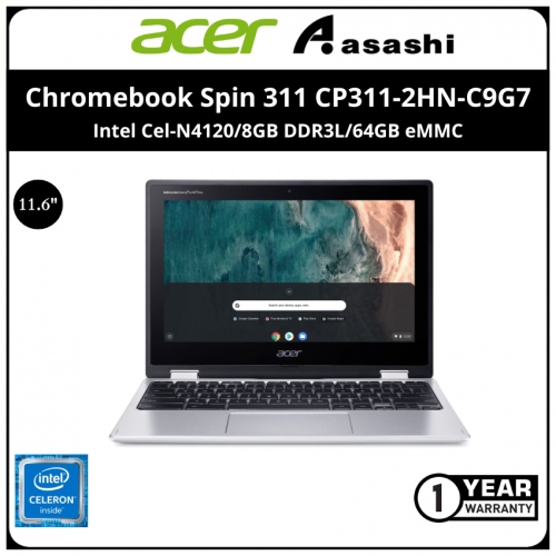 Acer Chromebook Spin 311 CP311-2HN-C9G7-(Intel Cel-N4120/8GB DDR3L/64GB eMMC/11.6