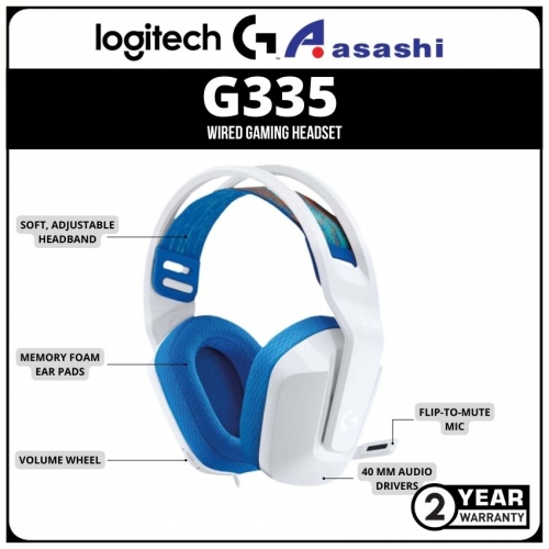 Logitech G335 Wired Gaming Headset (981-001019) - WHITE