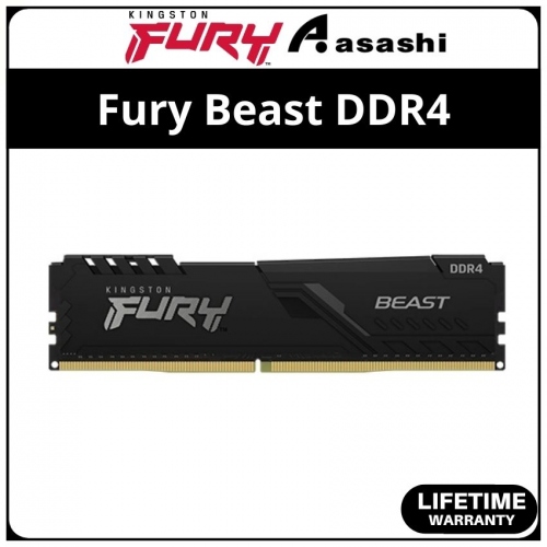 Kingston Fury Beast DDR4 8GB 3200Mhz CL16 XMP Support Black Gaming PC Ram - KF432C16BB/8
