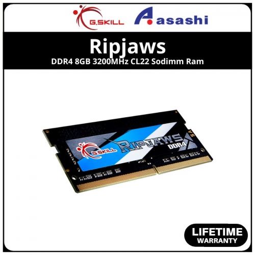 G.skill Ripjaws DDR4 8GB 3200MHz CL22 Sodimm Ram - F4-3200C22S-8GRS