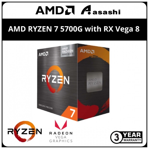 AMD RYZEN 7 5700G with RX Vega 8 Processor (16MB Cache, 8C16T, up to 4.6GHz, Wraith Stealth Cooler) AM4