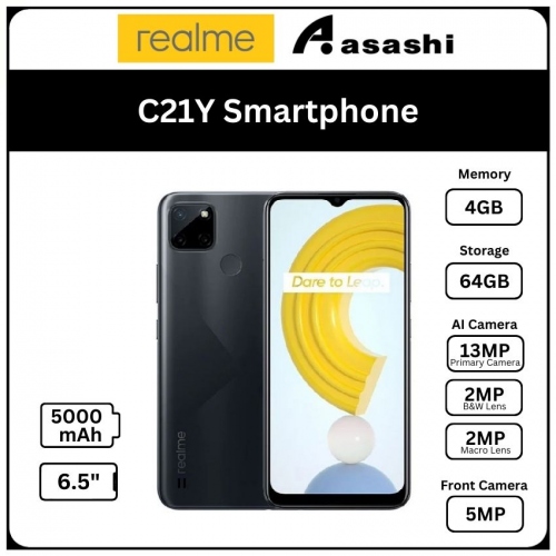 Realme C21Y Smartphone (1.8Ghz OC/4GB+64GB/5MP+13MP/6.5