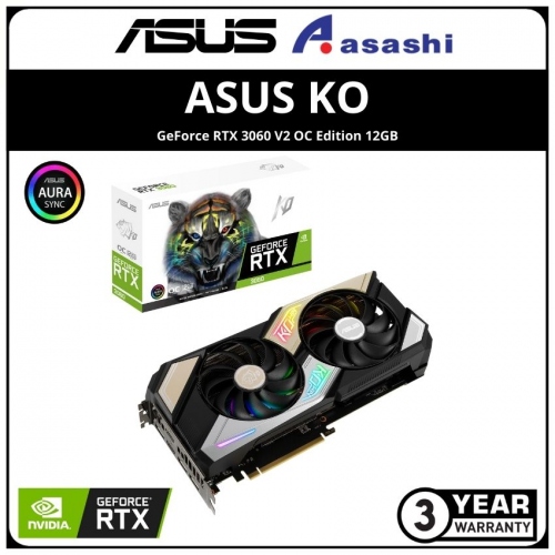 ASUS KO GeForce RTX 3060 V2 OC Edition 12GB GDDR6 Graphic Card (KO-RTX3060-O12G-V2-GAMING)