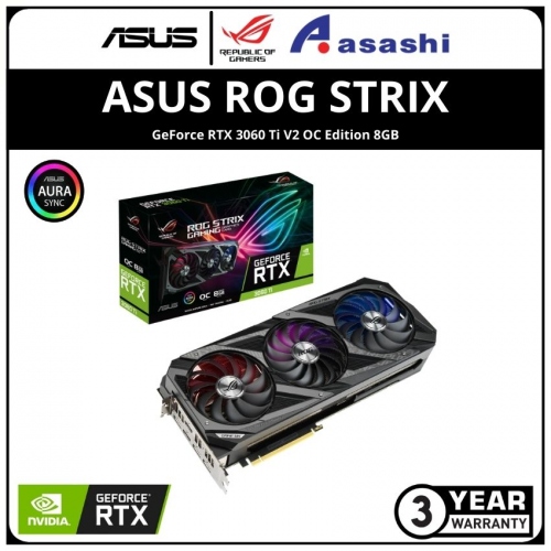 ASUS ROG STRIX GeForce RTX 3060 Ti V2 OC Edition 8GB GDDR6 LHR Graphic Card (ROG-STRIX-RTX3060TI-O8G-V2-GAMING)