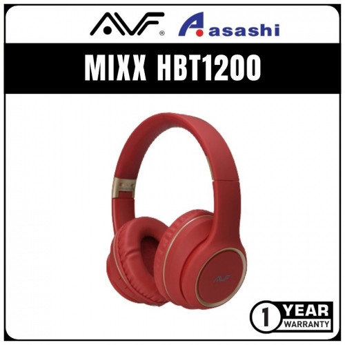 AVF MIXX HBT1200 DeepBass Wireless Headset - Red (6 months Limited Hardware Warranty)
