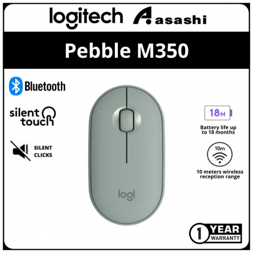 Logitech Pebble M350 Silent Bluetooth Mouse -Green
