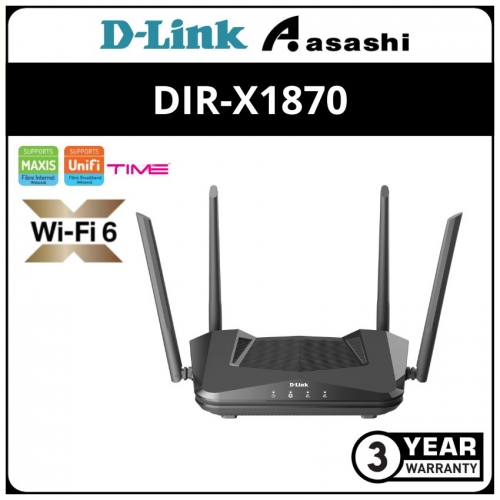 D-Link DIR-X1870 EXO AX AX1800 Wi-Fi 6 Router