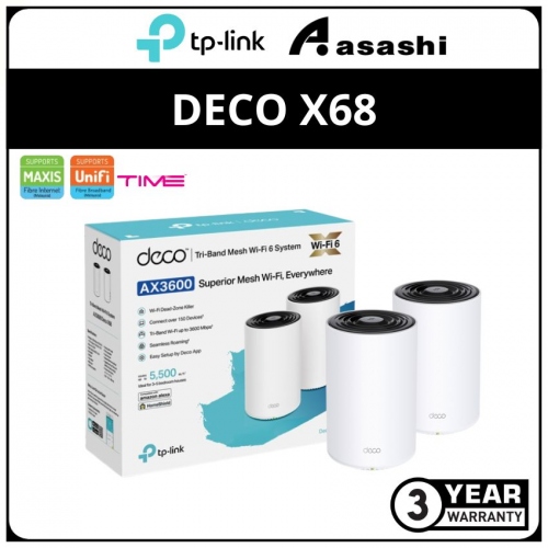 Tp-Link Deco X68(2 Packs) AX3600 Whole Home Mesh WiFi 6 System