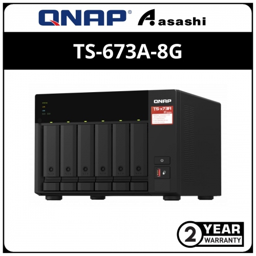 Qnap TS-673A-8G 6- Bay NAS Storage (AMD Ryzen™ Embedded V1500B 4-core/8-thread 2.2 GHz processor, 8GB DDR4, 2 x 2.5 GbE)