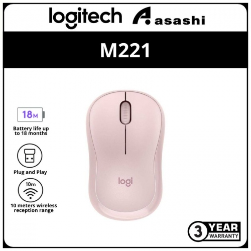Logitech M221-Rose Gold Wireless Silent Mouse (3 yrs Limited Hardware Warranty)