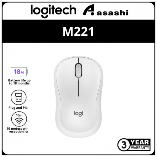 Logitech M221-Off-White Wireless Silent Mouse (3 yrs Limited Hardware Warranty)