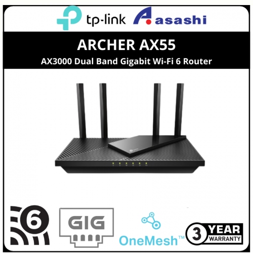 Tp-Link Archer AX55 AX3000 Dual-Band Wi-Fi 6 Router