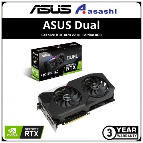 ASUS Dual GeForce RTX 3070 V2 OC Edition 8GB GDDR6 with LHR Graphic Card (DUAL-RTX3070-O8G-V2)