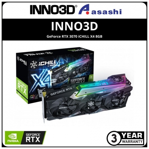 INNO3D GeForce RTX 3070 iCHILL X4 8GB GDDR6 LHR Graphic Card (C30704-08D6X-1710VA35H)