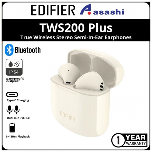 Edifier TWS200PLUS-Ivory True Wireless Stereo Semi-In-Ear Earphones