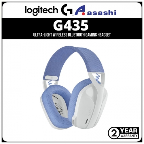 Logitech G435 Ultra-light Wireless Bluetooth Gaming Headset 981-001075 - White