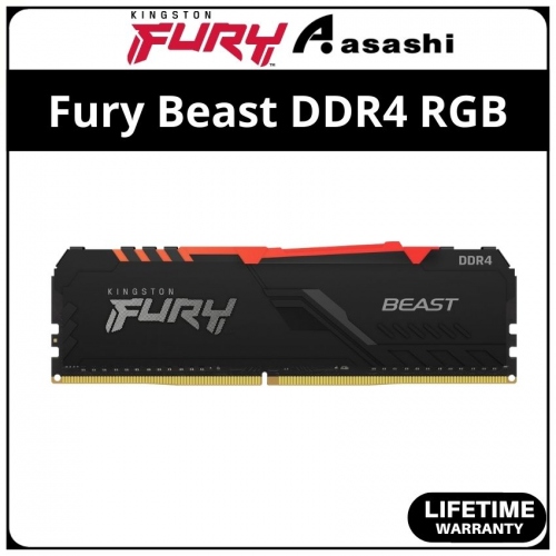 Kingston Fury Beast Black RGB DDR4 16GB 3200Mhz CL16 XMP Support Performance PC Ram - KF432C16BBA/16