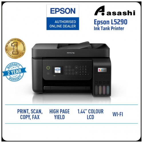 Epson L5290 Print Scan Copy, Fax, ADF, WiFi/WiFi Direct, Ethernet, Black/Color print speed 10/5 ipm, Borderless 4R photo, Epson iPrint, Apple Air & Google Print
