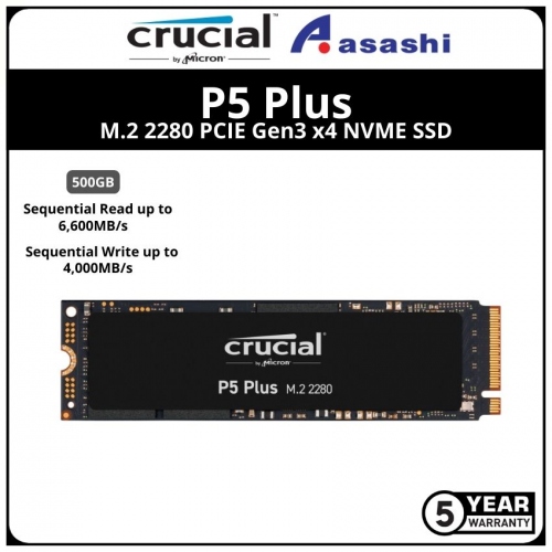 Crucial P5 Plus 500GB M.2 2280 PCIE Gen4 x4 NVME SSD - CT500P5PSSD8
(Up to 6600MB/s Read & 4000MB/s Write)