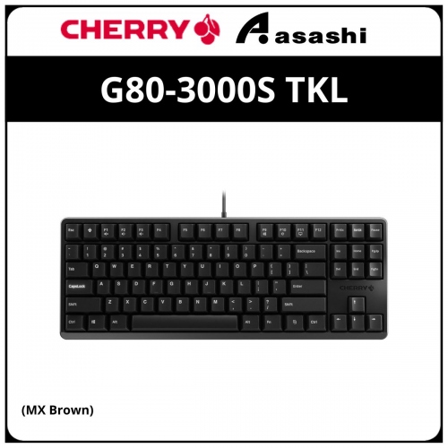 CHERRY G80-3000S TKL Non-Backlit Mechanical Gaming Keyboard - Black (MX Brown)