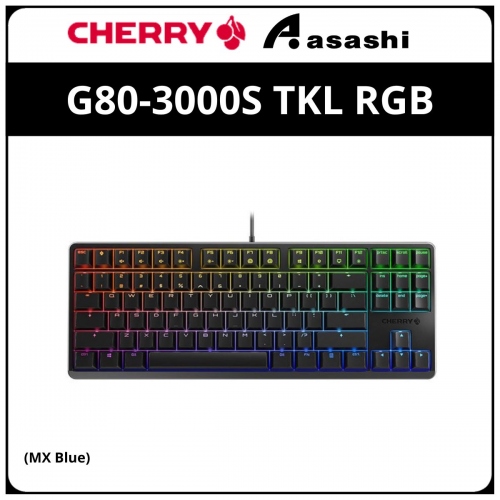 CHERRY G80-3000S TKL RGB Mechanical Gaming Keyboard - Black (MX Blue)