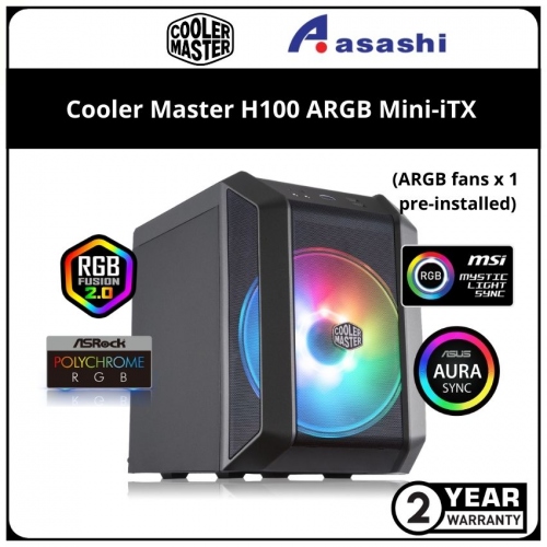 Cooler Master H100 ARGB Mini-iTX Casing (1 x 20cm ARGB Fan)