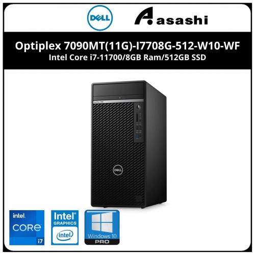 Dell Optiplex 7090MT(11G)-I7708G-512-W10-WF Commercial Desktop-(Intel Core i7-11700/8GB Ram/512GB SSD/Intel UHD Graphic/DVD-RW/Key&Mouse/Wifi+BT/Win10Pro/3Yrs)