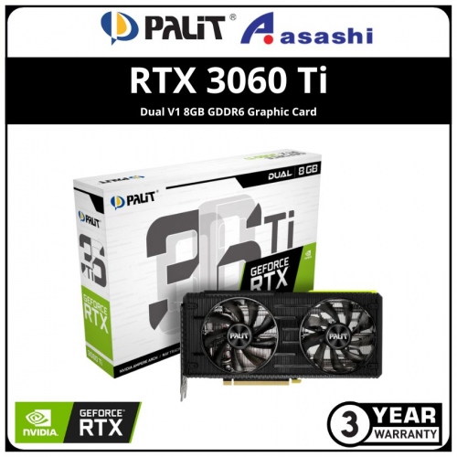 PALIT GeForce RTX 3060 Ti Dual V1 8GB GDDR6 Graphic Card (NE6306T019P2-190AD-LHR)