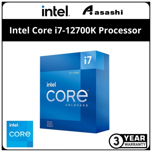 Intel Core i7-12700K Processor (25M Cache, up to 5.00 GHz, 12C/20T) LGA1700