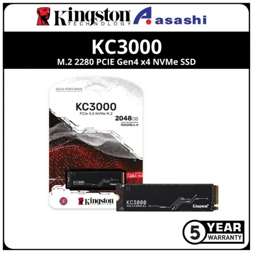 Kingston KC3000 2048GB M.2 2280 PCIE Gen4 x4 NVMe SSD (Up to 7000MB/s Read & 6000MB/s Write)