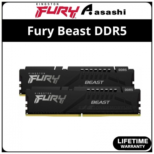 Kingston Fury Beast Black DDR5 32GB(2x16GB) 5200Mhz CL40 XMP Support Performance PC Ram - KF552C40BBK2-32