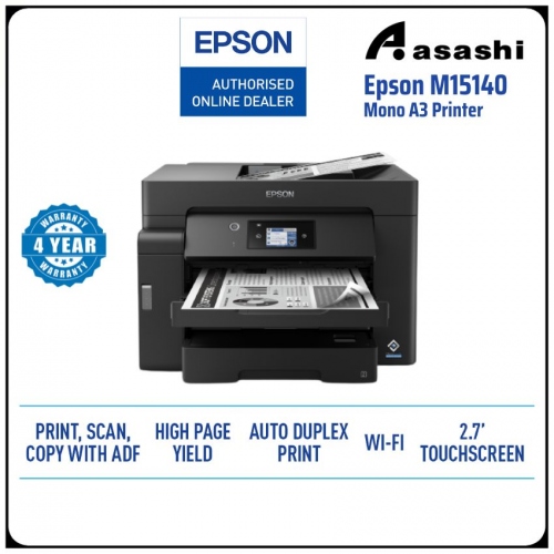 Epson M15140 Mono A3+, Pigment Black Ink, 25 ipm (Draft: 32ppm), Print Scan Copy, ADF, Duplex, 4.3