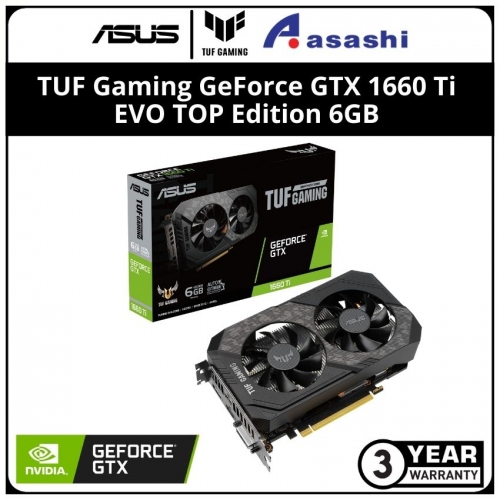 ASUS TUF Gaming GeForce GTX 1660 Ti EVO TOP Edition 6GB GDDR6 Graphic Card (TUF-GTX1660TI-T6G-EVO-GAMING)
