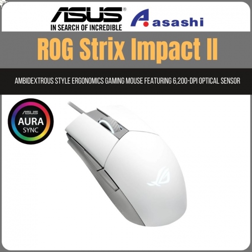 ASUS ROG STRIX IMPACT II Moonlight White Wired Gaming Mouse (P516)