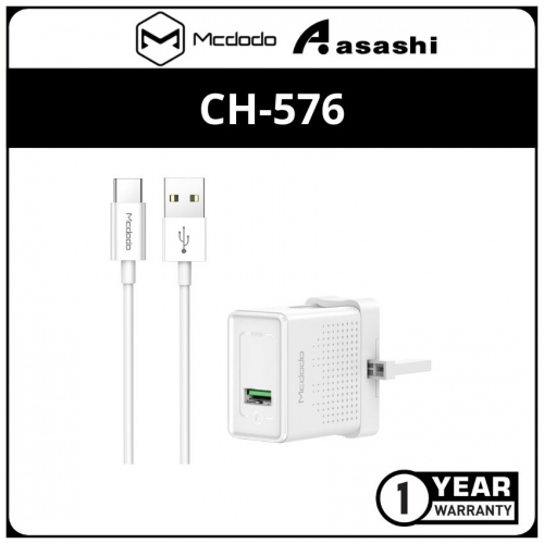 Mcdodo CH-5760 Kinetic Energy Series Charger Set (UK Plug) c/w Type-C Cable (support VOOC. QC3.0, AFC, SCP)