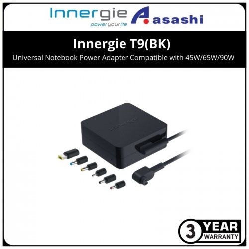 Innergie 90W T9 (BK) Universal Notebook Power Adapter (ADP-90NE BDA)Compatible with 45W/65W/90W