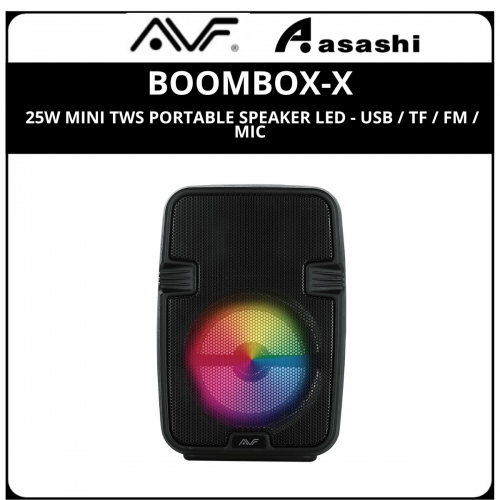 AVF BOOMBOX-X 25W MINI TWS PORTABLE SPEAKER LED - USB / TF / FM / MIC