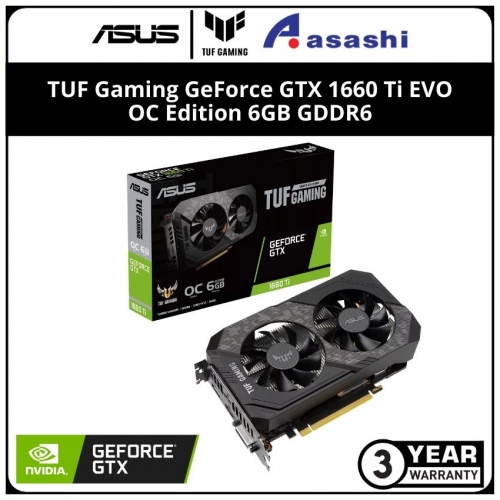 ASUS TUF Gaming GeForce GTX 1660 Ti EVO OC Edition 6GB GDDR6 Graphic Card (TUF-GTX1660TI-O6G-EVO-GAMING)
