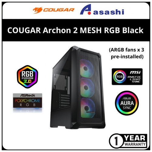 COUGAR Archon 2 MESH RGB Black ATX Casing (with 3x ARGB Fans)
