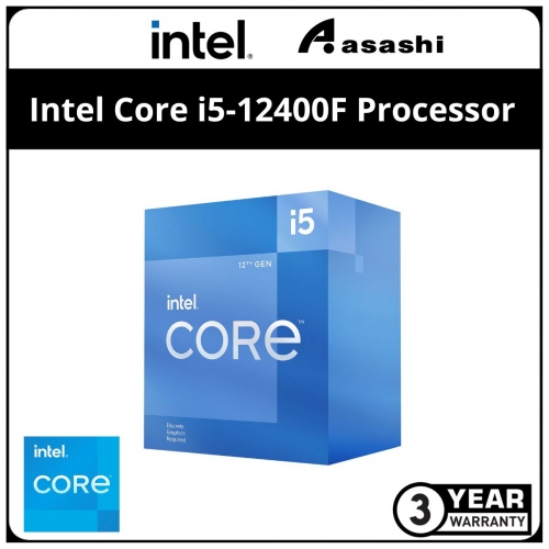 Intel Core i5-12400F Processor (18M Cache, up to 4.40 GHz, 6C/12T) LGA1700