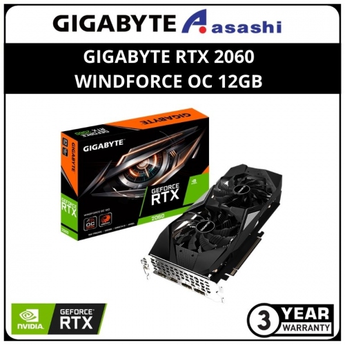 GIGABYTE GeForce RTX 2060 WINDFORCE OC 12GB GDDR6 Graphic Card (GV-N2060WF2OC-12GD)
