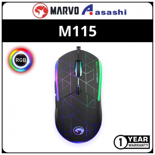 Marvo M115 4000DPI Wired Gaming Mouse-7 Color BackLights (1 yrs Limited Hardware Warranty)