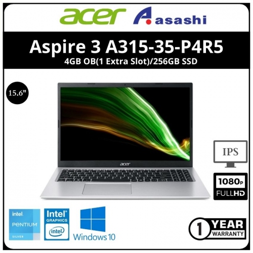 Acer Aspire 3 A315-35-P4R5 Notebook (Intel Pentium N6000/4GB OB(1 Extra Slot)/256GB SSD/Intel HD Graphics/15.6