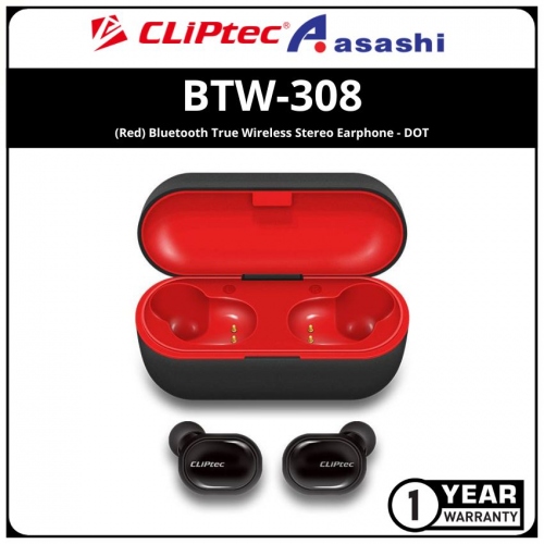 CLiPtec BTW-308 (Red) Bluetooth True Wireless Stereo Earphone - DOT