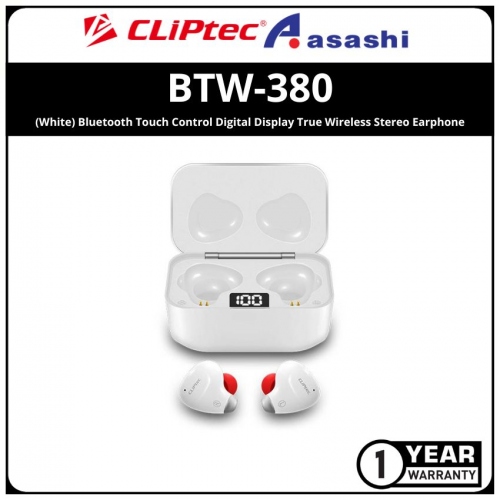 CLiPtec BTW-380 (White) Bluetooth Touch Control Digital Display True Wireless Stereo Earphone