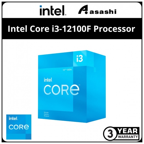 Intel Core i3-12100F Processor (12M Cache, up to 4.30 GHz, 4C/8T) LGA1700